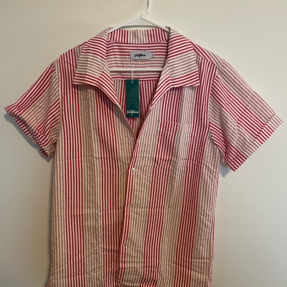 Red and White Striped Men's Shirt